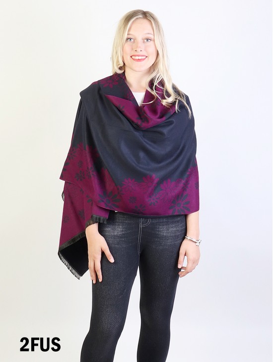 Reversible Floral Patterned Cashmere Feeling Scarf